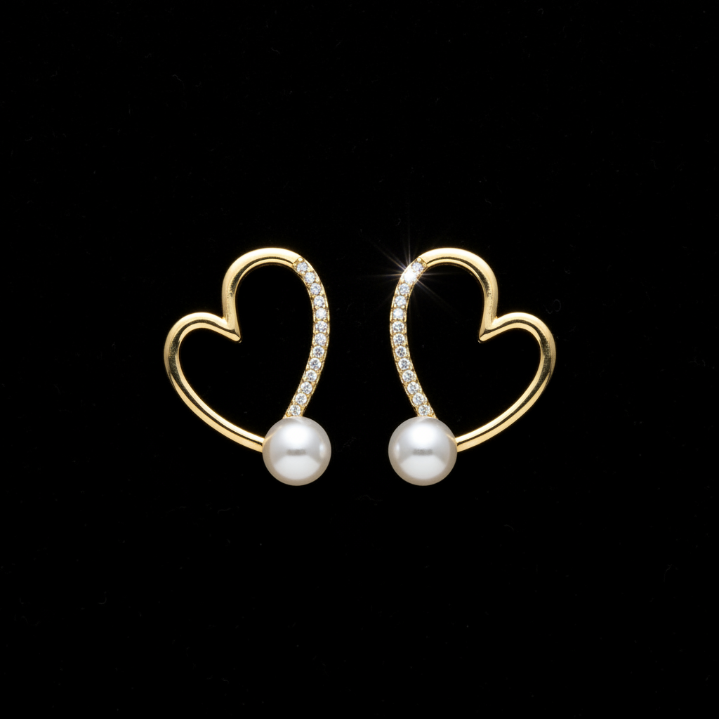 Pendientes corazón fondo negro